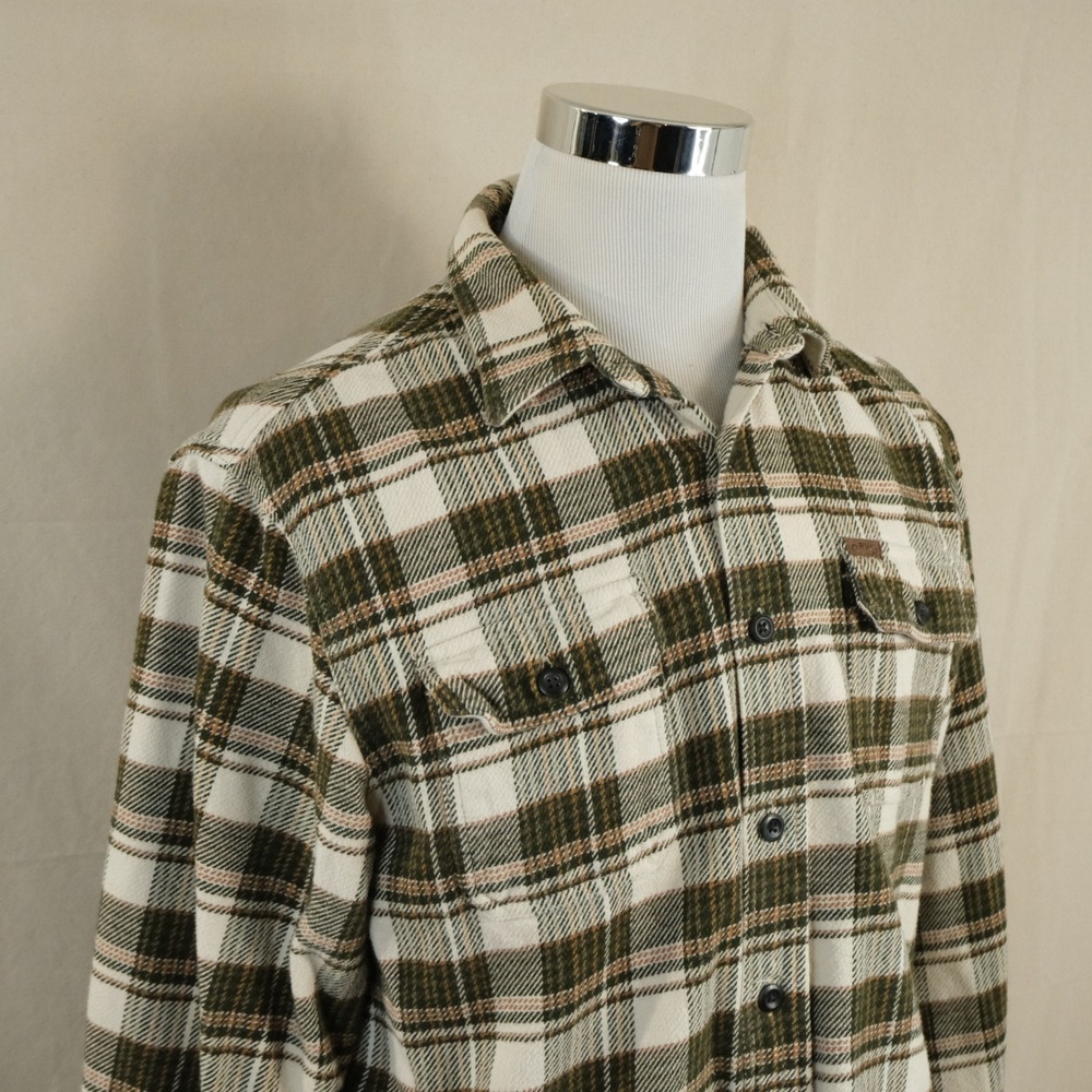 Orvis Medium Super Heavy Flannel Shirt Jacket Shacket Green Plaid Cotton Mens